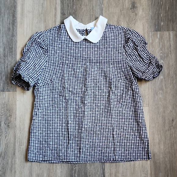 CeCe Black and White Gingham Blouse - Picture 1 of 13